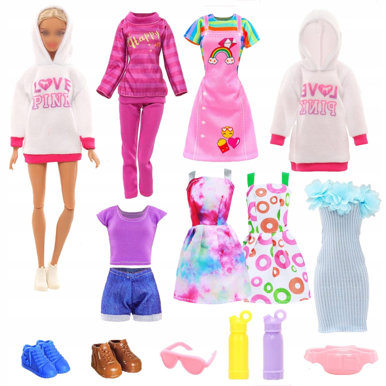 Ubranka dla Lalek Sportowe Sukienki Akcesoria Buty Okulary Zestaw