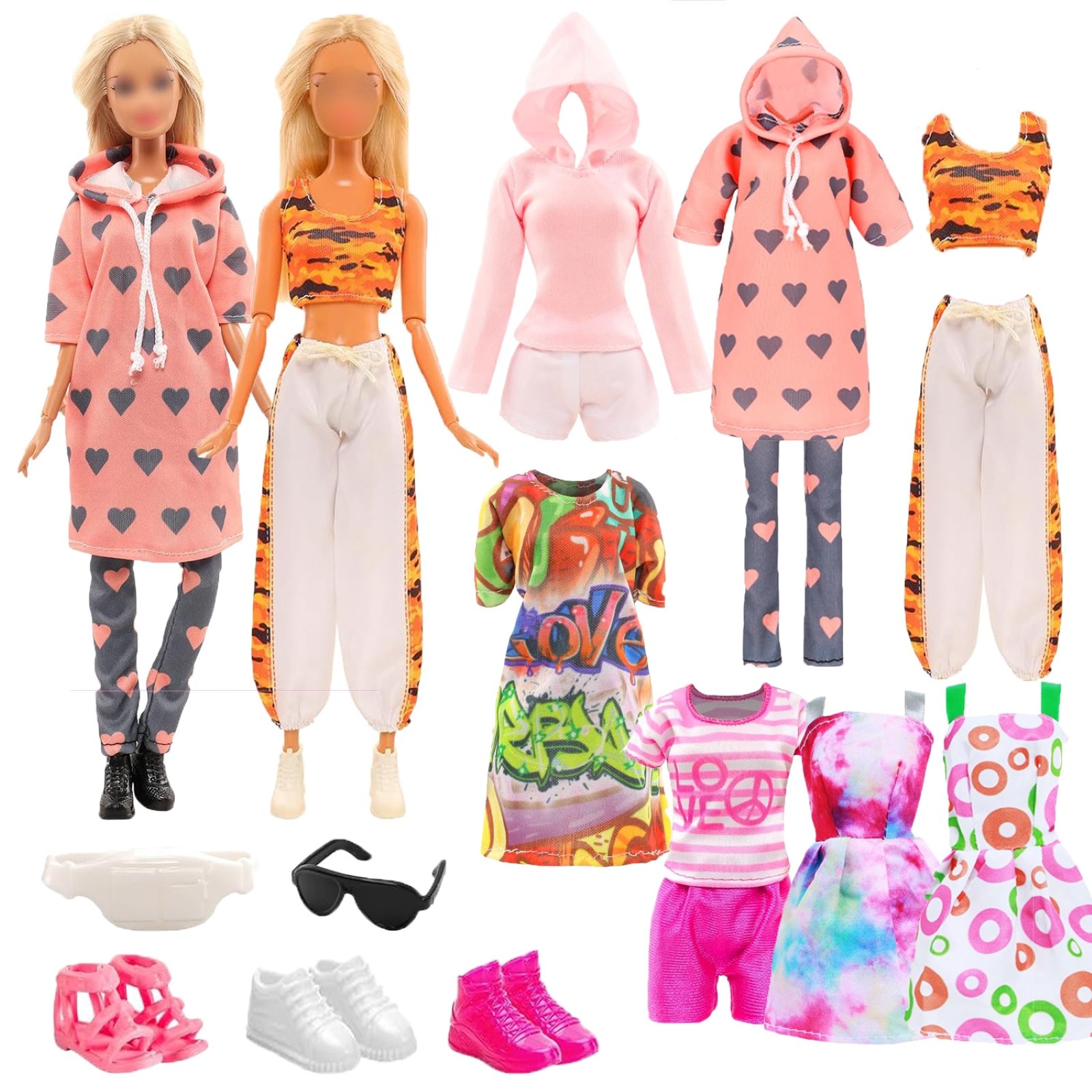 Ubranka dla Lalek Sukienki Dresy Akcesoria Buty Okulary Zestaw