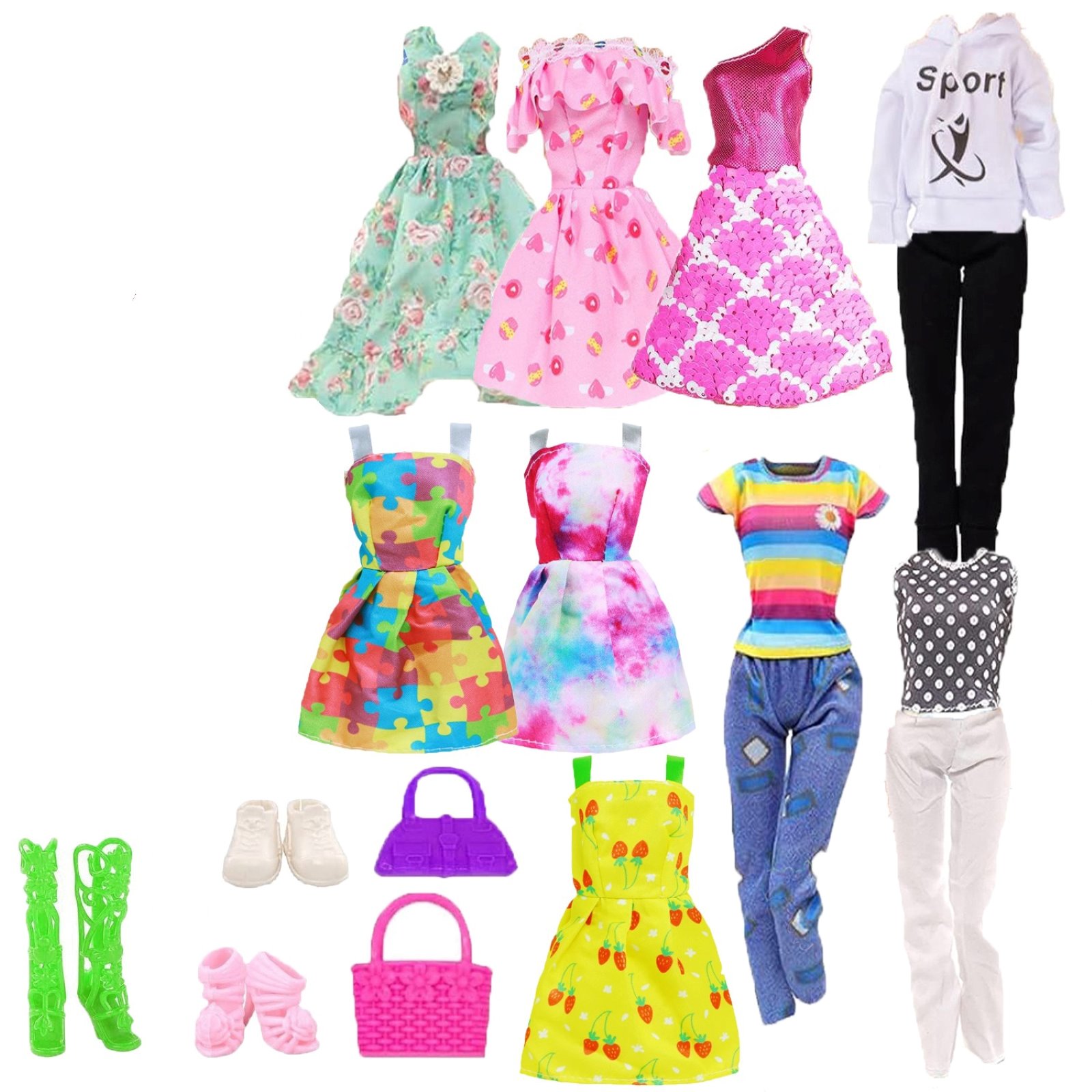 Ubranka dla Lalek Sukienki Buty Akcesoria Zestaw Ubranek