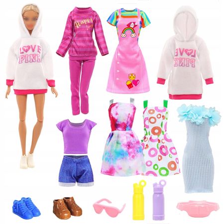 Ubranka dla Lalek Sportowe Sukienki Akcesoria Buty Okulary Zestaw